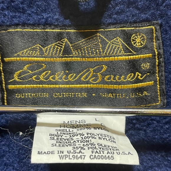 Vtg Eddie Bauer Jacket Men's Sz L Blue Inside Lined FleeceMade in USA. - Picture 7 of 11